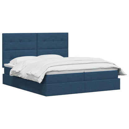 Letto con contenitore LED e materasso Blu 200 x 200 cm Tessuto | homemem39