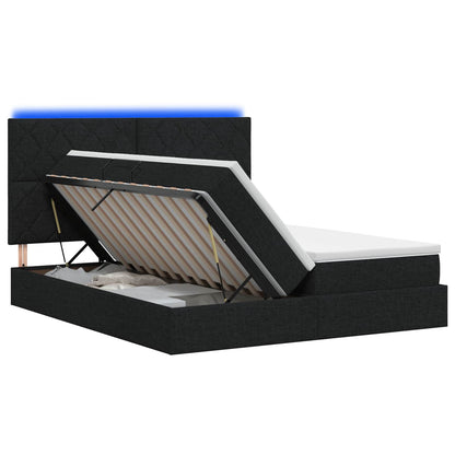 Letto con contenitore LED e materasso Nero 180 x 200 cm Tessuto