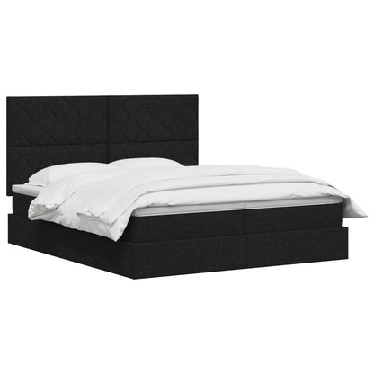 Letto con contenitore LED e materasso Nero 180 x 200 cm Tessuto | homemem39
