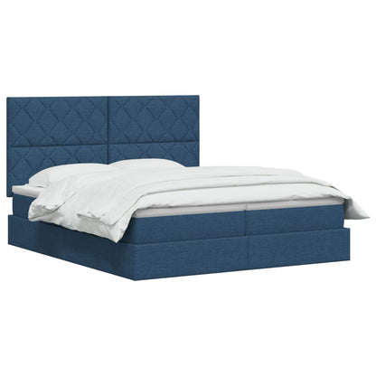 Letto con contenitore LED e materasso Blu 200 x 200 cm Tessuto