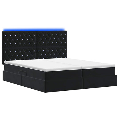Letto con contenitore LED e materasso Nero 180 x 200 cm Velluto | homemem39