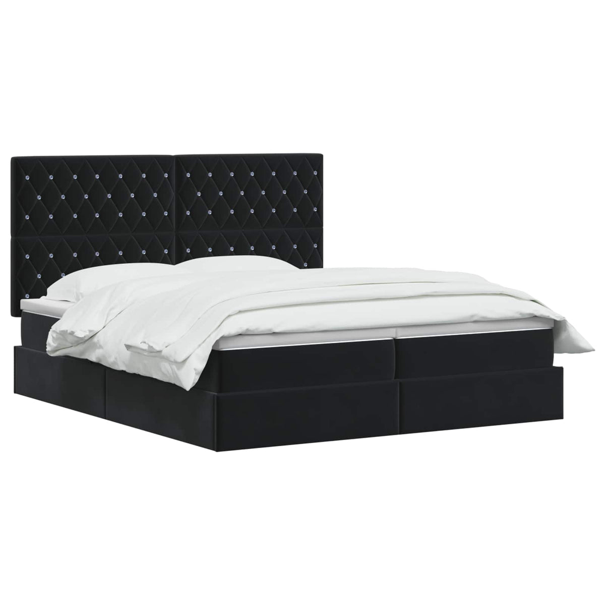 Letto con contenitore LED e materasso Nero 180 x 200 cm Velluto | homemem39
