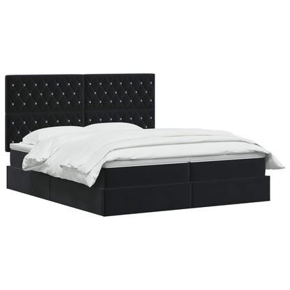Letto con contenitore LED e materasso Nero 180 x 200 cm Velluto | homemem39