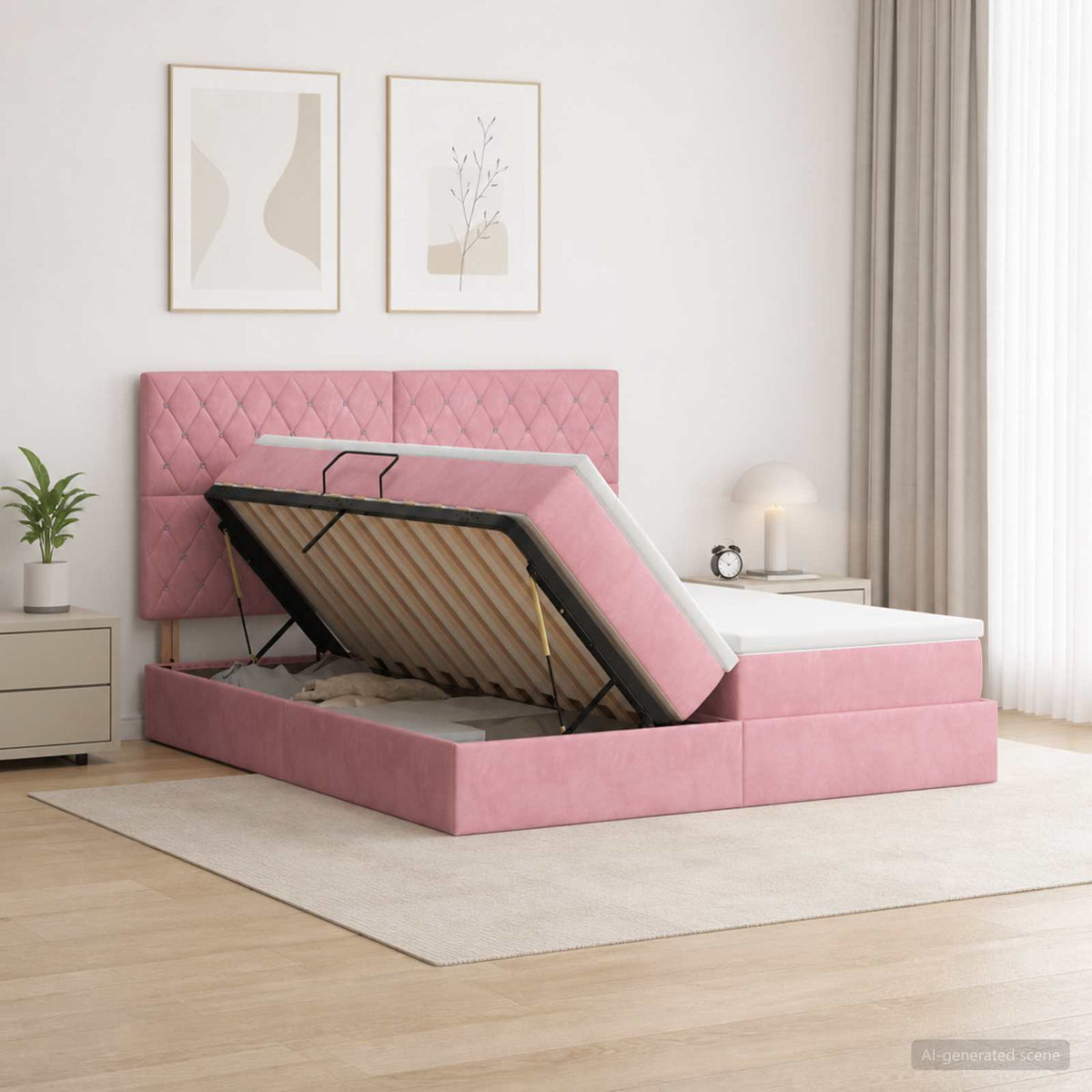 Letto con Contenitore con testiera Velluto