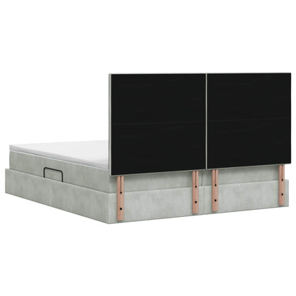 Letto con contenitore LED e materasso Grigio Chiaro