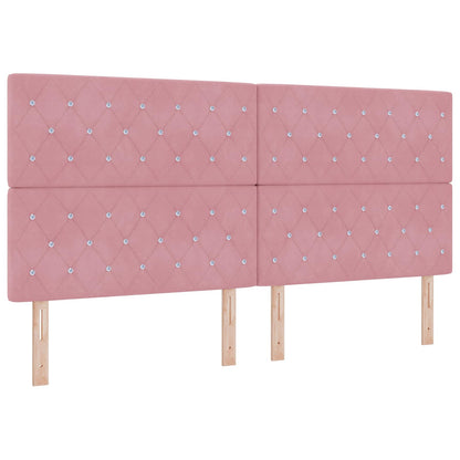Letto con contenitore LED e materasso Rosa 200 x 200 cm Velluto