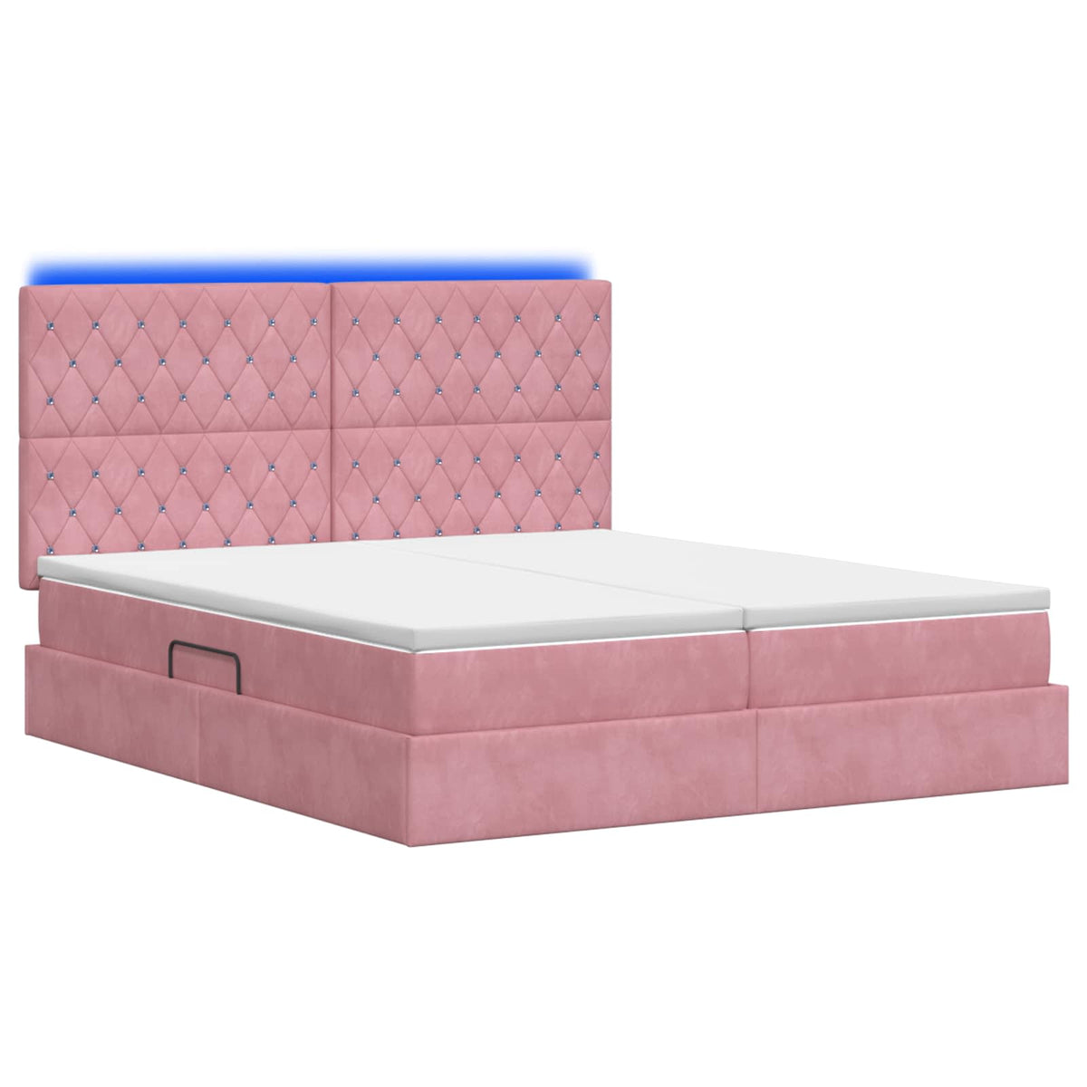 Letto con contenitore LED e materasso Rosa 200 x 200 cm Velluto