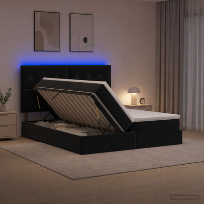 Letto con contenitore LED e materasso Nero 180 x 200 cm Velluto | homemem39