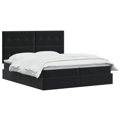 Letto con contenitore LED e materasso Nero 180 x 200 cm Velluto | homemem39