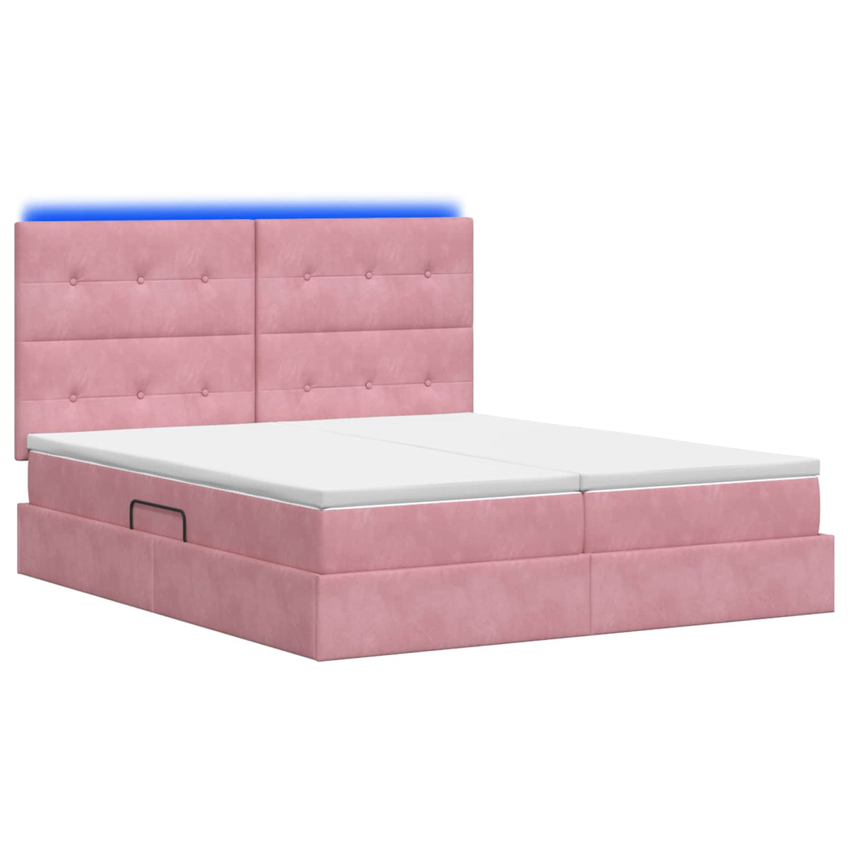 Letto con contenitore LED e materasso Rosa 200 x 200 cm Velluto | homemem39