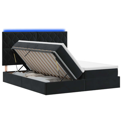 Letto con contenitore LED e materasso Nero 180 x 200 cm Velluto | homemem39