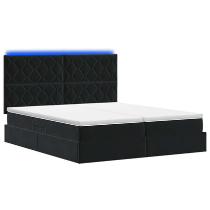 Letto con contenitore LED e materasso Nero 180 x 200 cm Velluto | homemem39