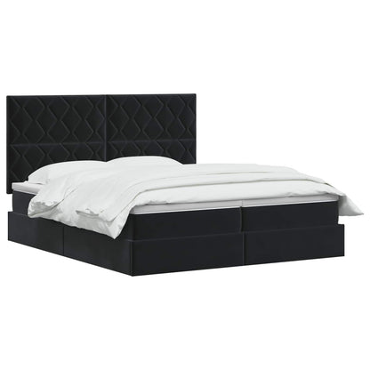 Letto con contenitore LED e materasso Nero 180 x 200 cm Velluto | homemem39