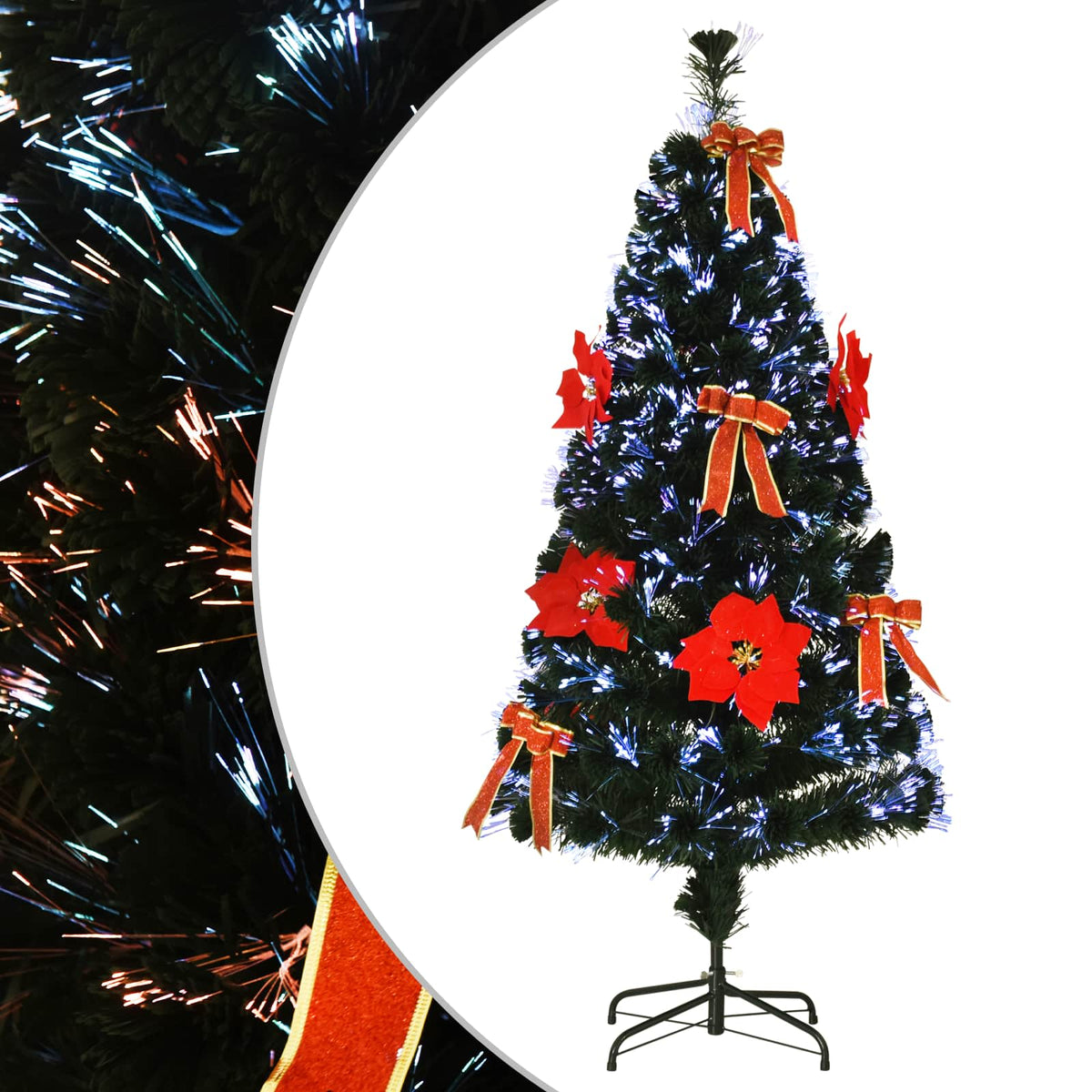 Albero di Natale in fibra ottica 120 cm 12 LED Multicolore PVC