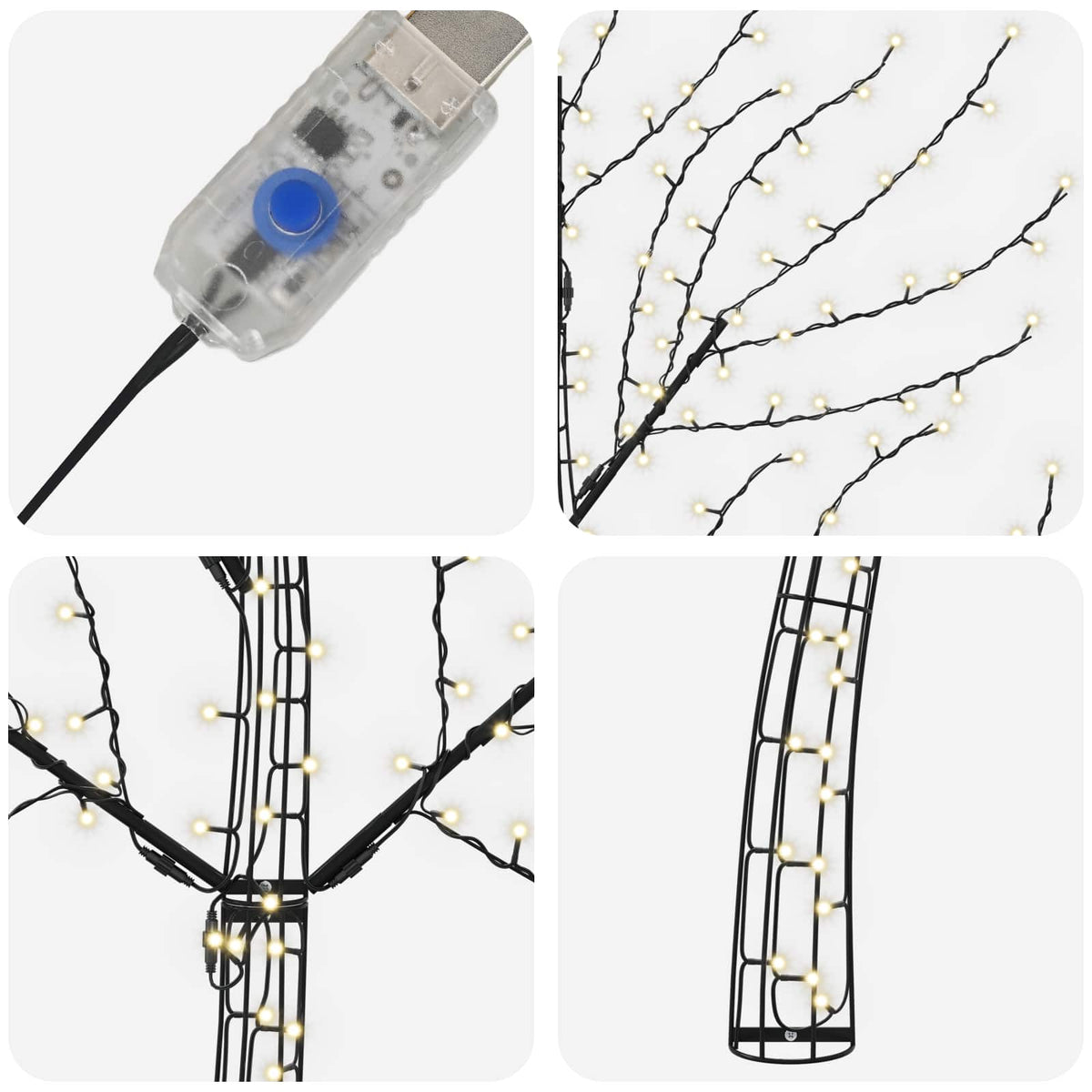 Albero di Natale da parete a LED 150 cm 140 LED Bianco caldo | homemem39
