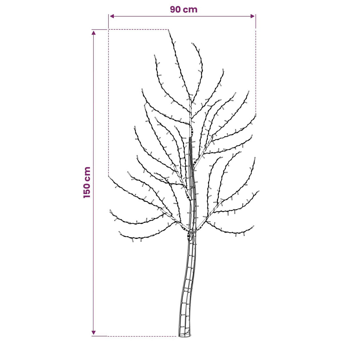 Albero di Natale da parete a LED 150 cm 140 LED Bianco caldo | homemem39