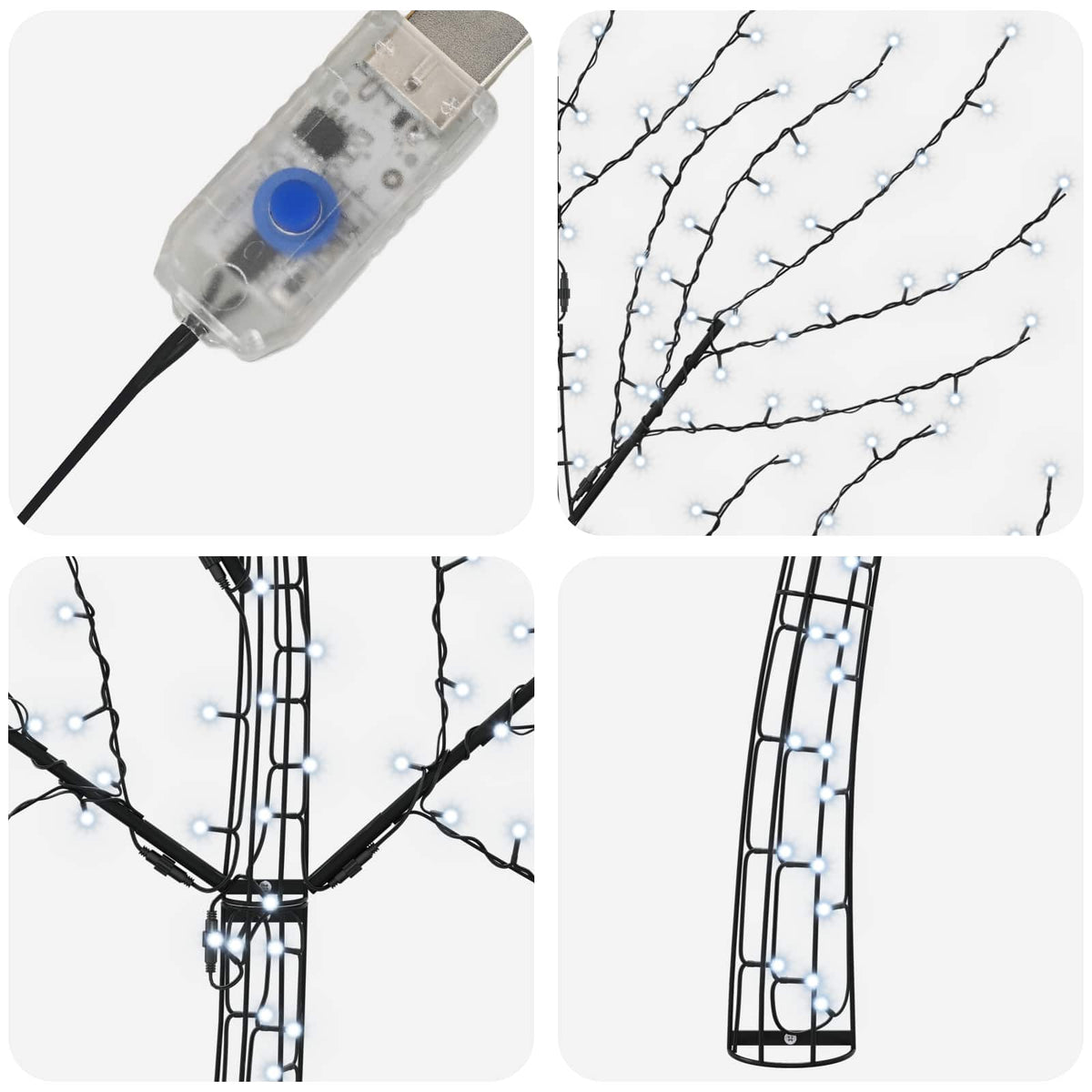 Albero di Natale da parete a LED 150 cm 140 LED Bianco freddo