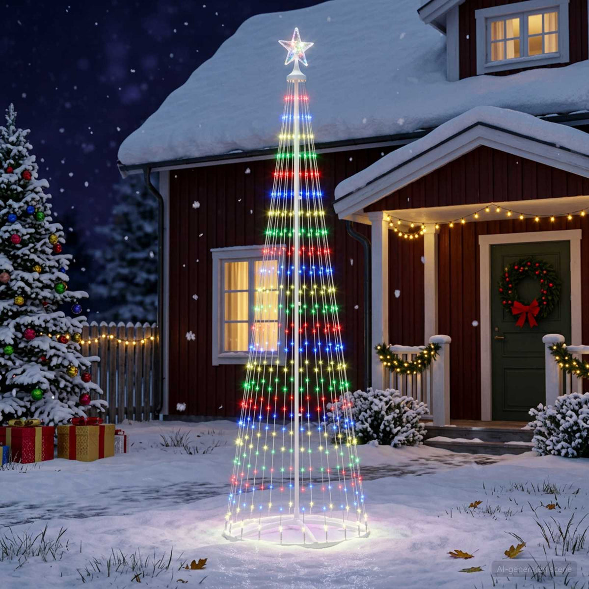 Albero di Natale a cono LED 250 cm 470 LED Multicolore Acciaio