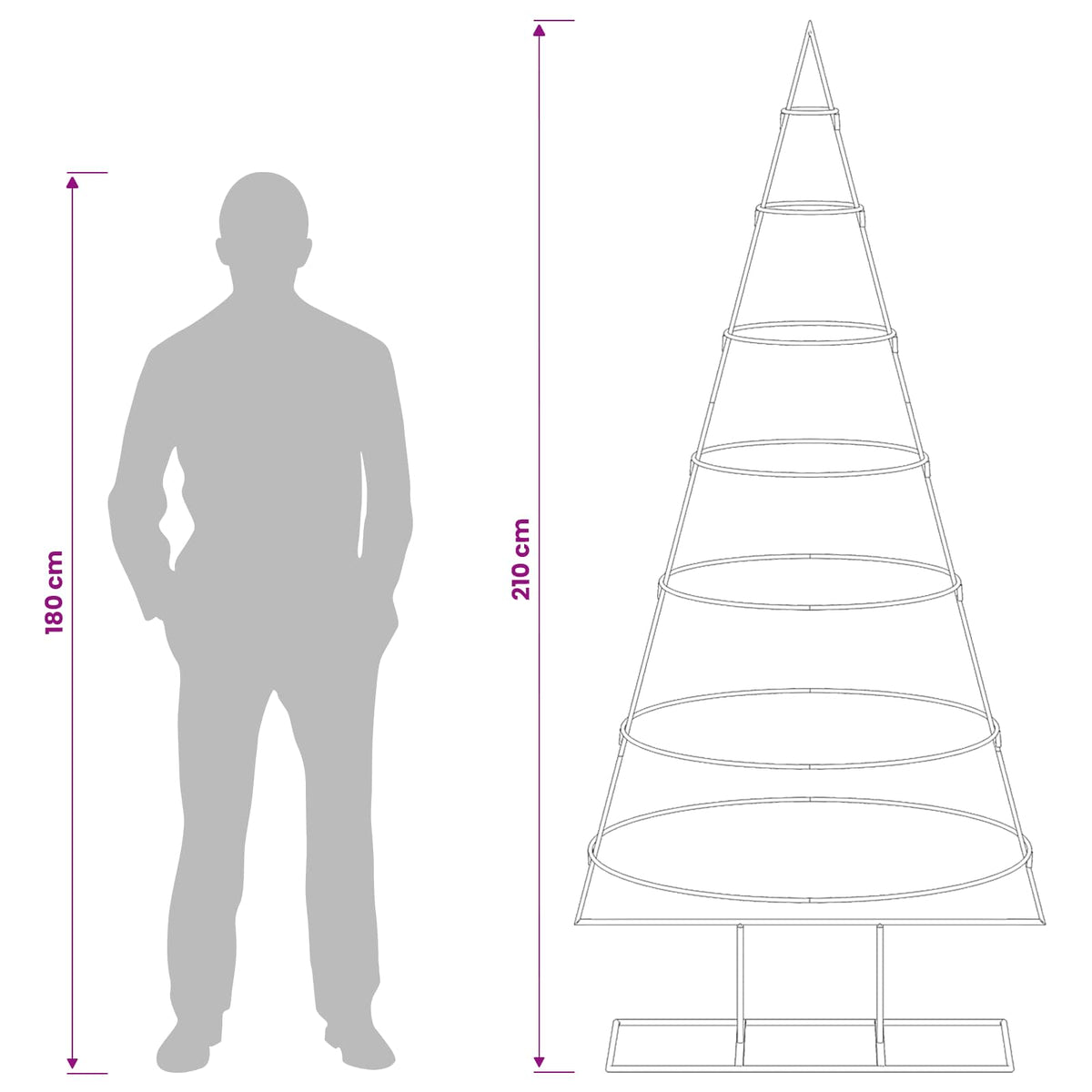 Albero di Natale in metallo con supporto KUOPIO 180 cm Acciaio