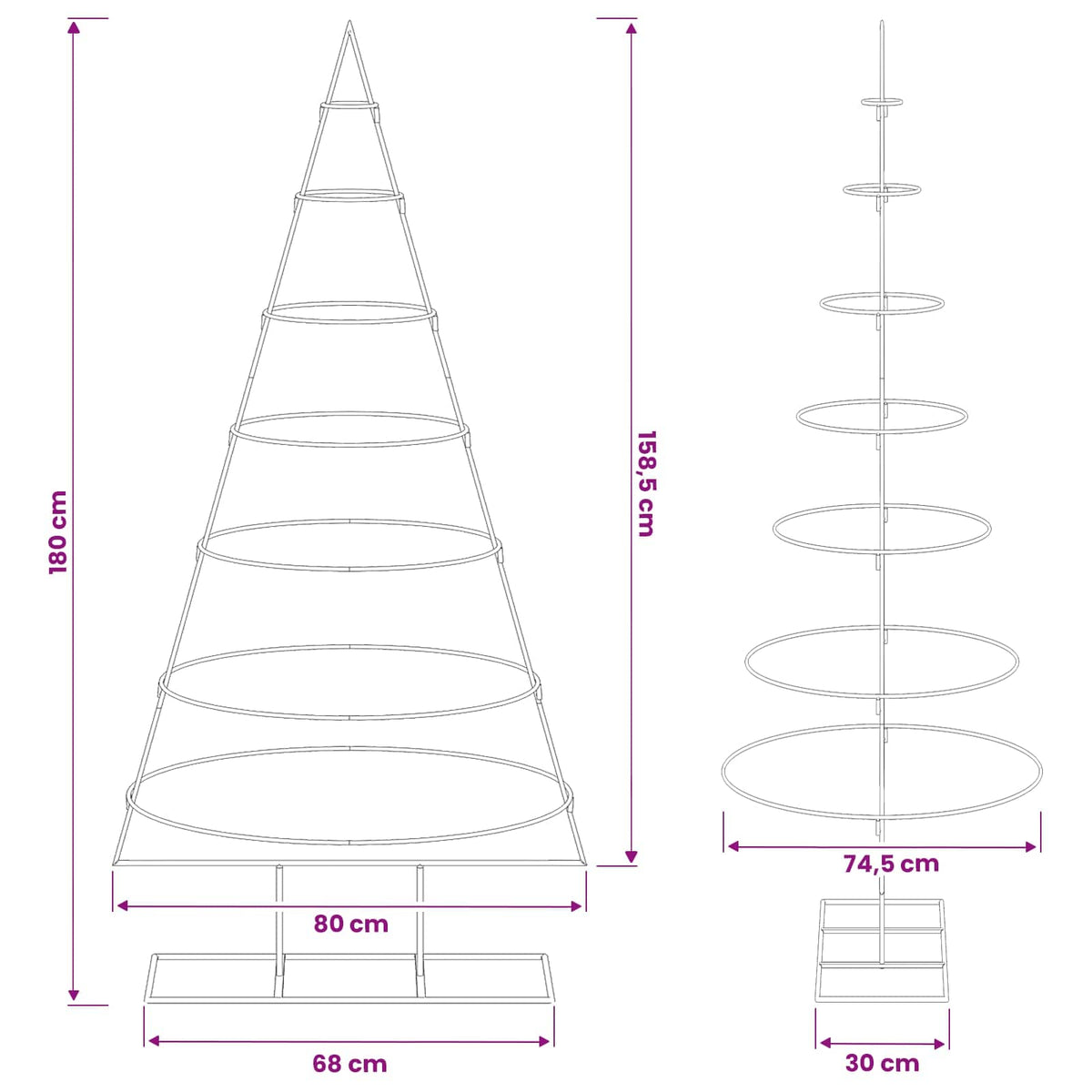 Albero di Natale in metallo con supporto KUOPIO 180 cm Acciaio