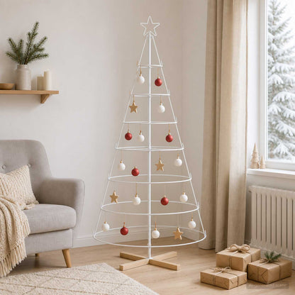 Albero a Cono di Natale KUOPIO 180 cm Acciaio Bianco
