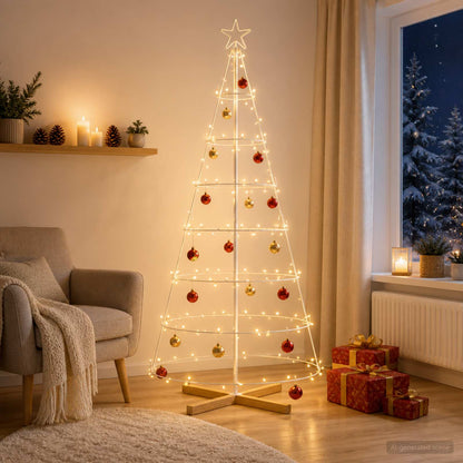 Albero a Cono di Natale KUOPIO 180 cm Acciaio Bianco