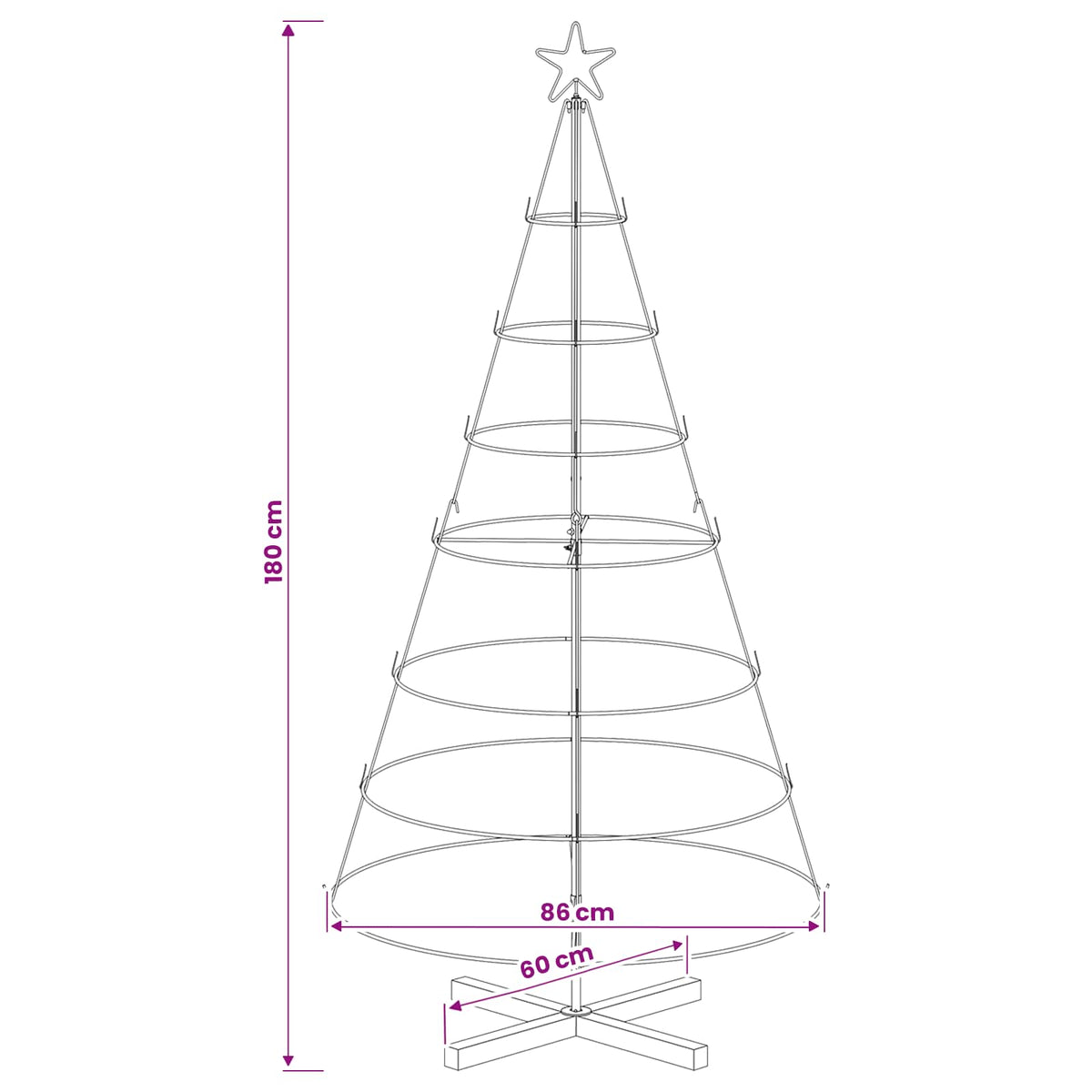 Albero a Cono di Natale KUOPIO 180 cm Acciaio Bianco