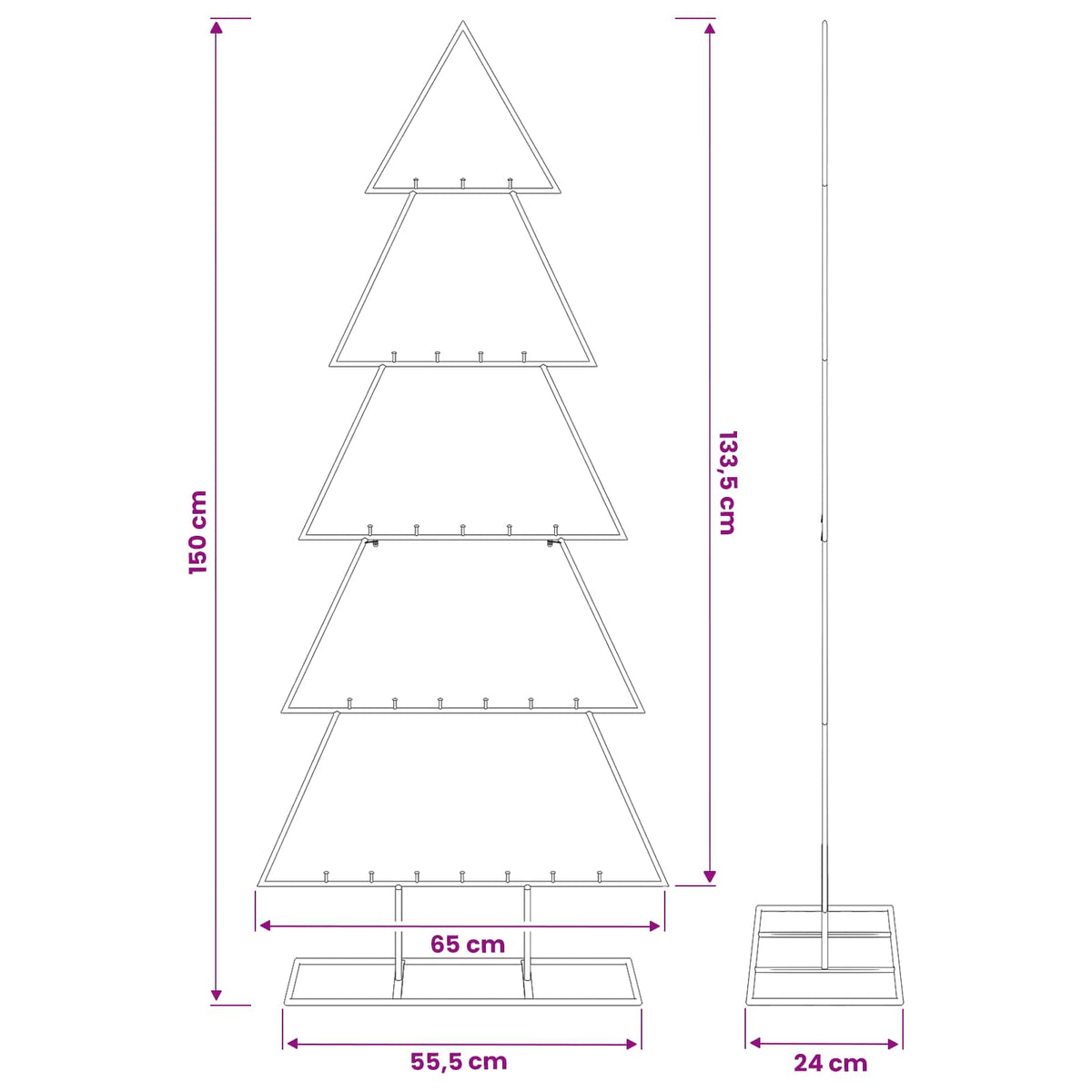 Albero di Natale in metallo con supporto KUOPIO 150 cm Acciaio | homemem39
