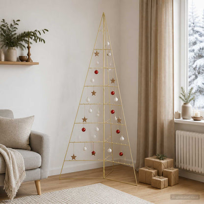 Albero di Natale in metallo KUOPIO 210 cm Acciaio Oro
