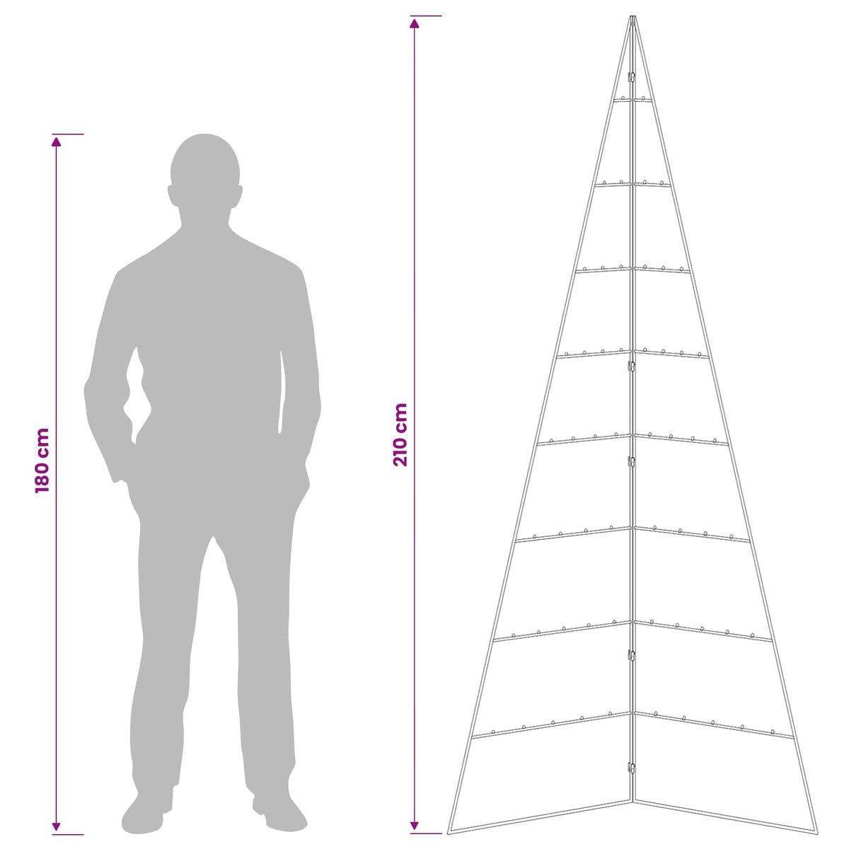 Albero di Natale in metallo KUOPIO 210 cm Acciaio Oro