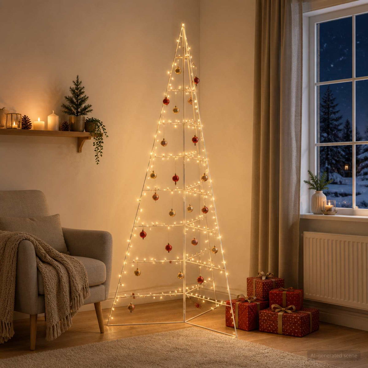 Albero di Natale in metallo KUOPIO 210 cm Acciaio Bianco | homemem39