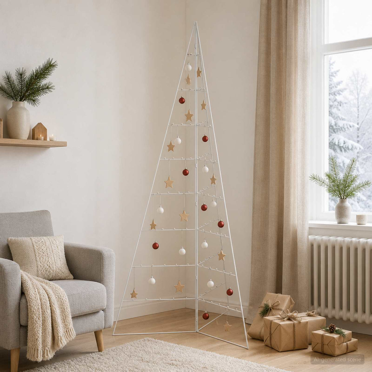 Albero di Natale in metallo KUOPIO 210 cm Acciaio Bianco | homemem39