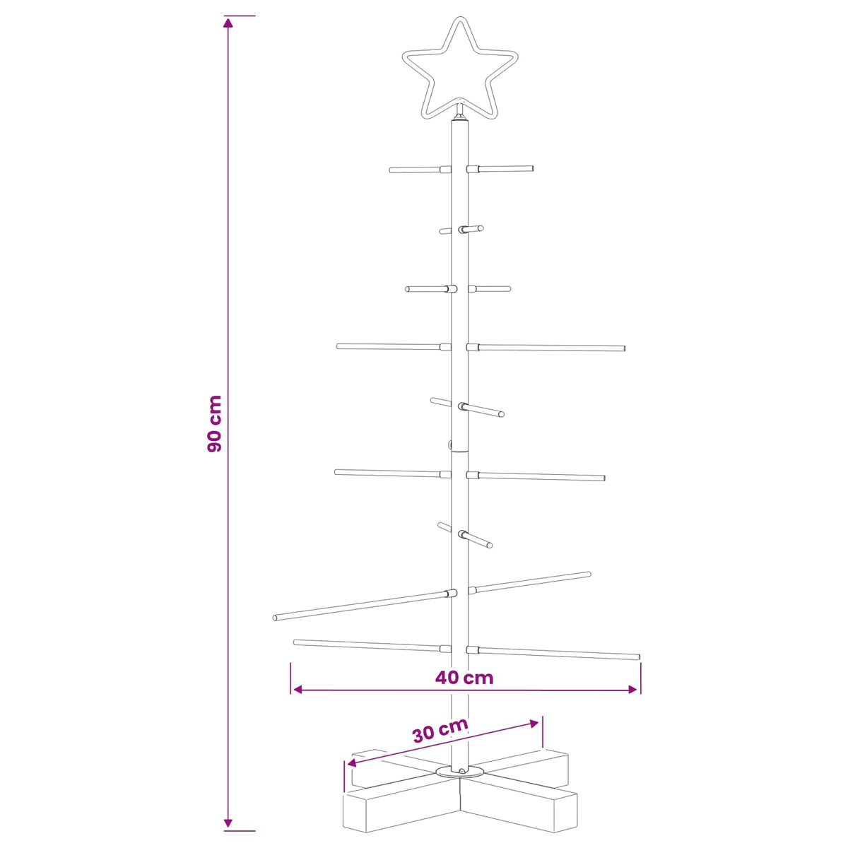 Albero di Natale in metallo con supporto KUOPIO 90 cm Acciaio
