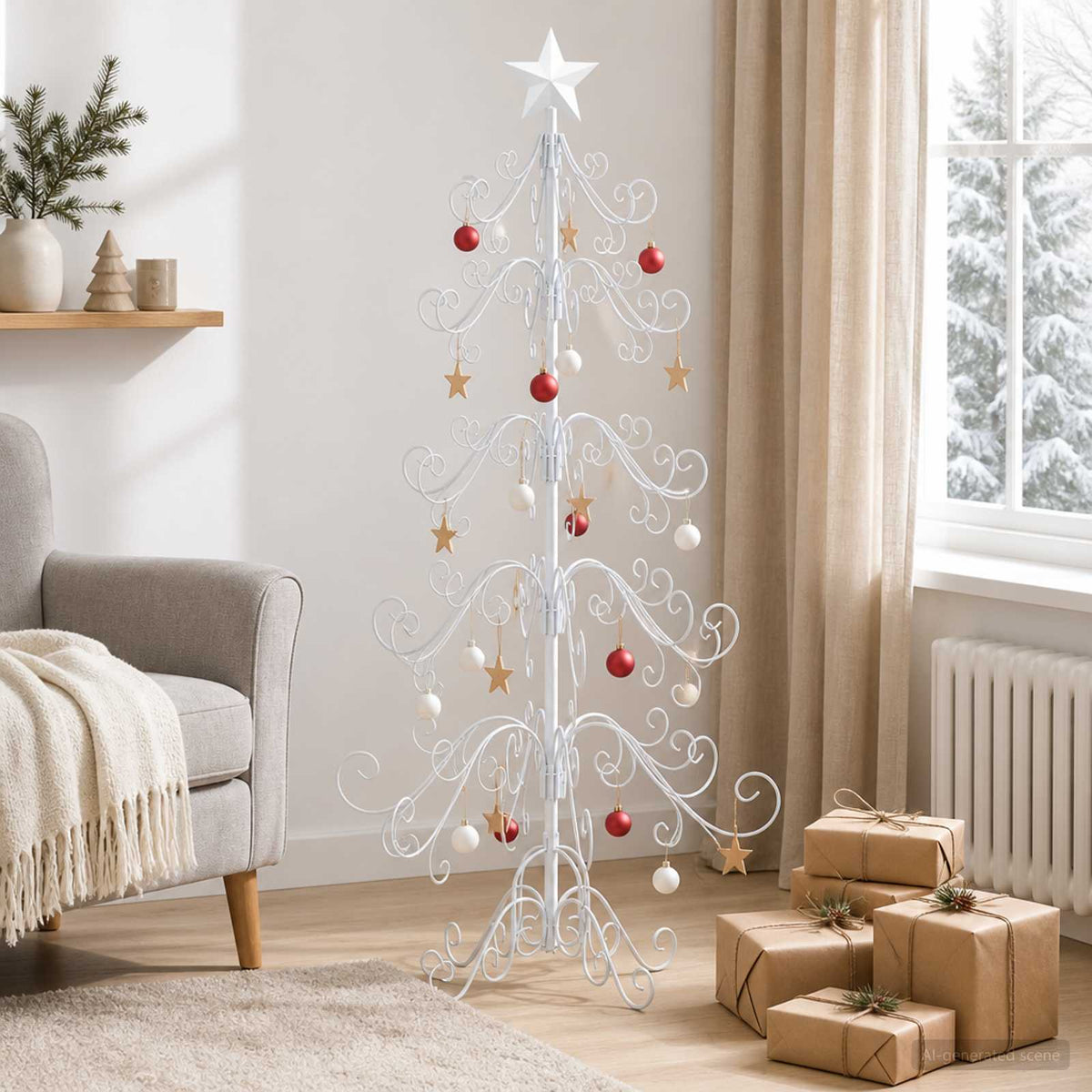 Albero di Natale in metallo KUOPIO 150 cm acciaio White | homemem39