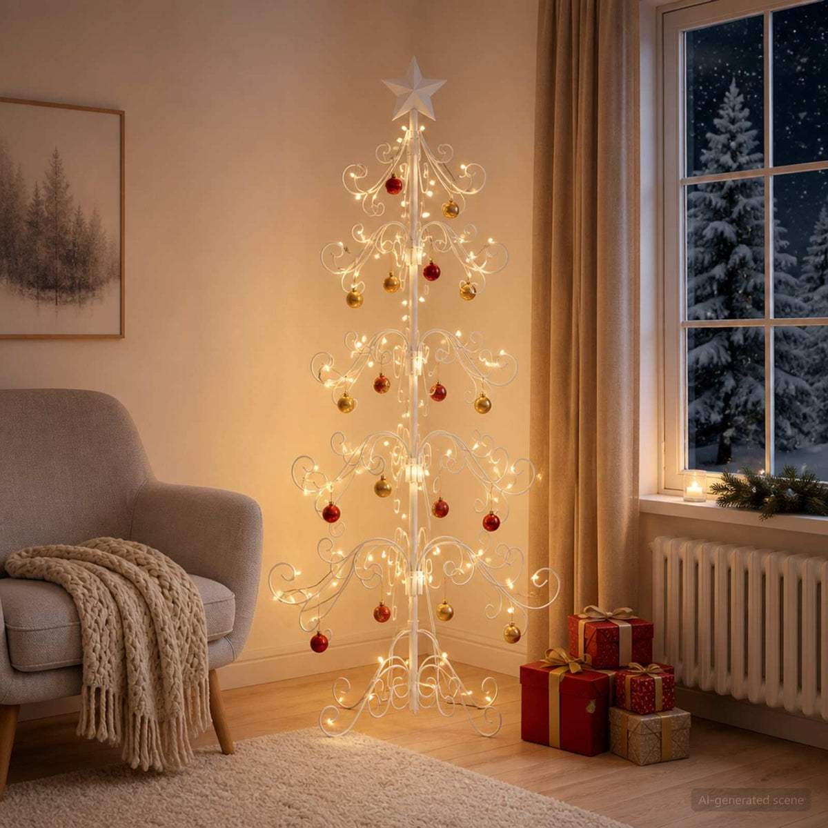 Albero di Natale in metallo KUOPIO 150 cm Acciaio Bianco