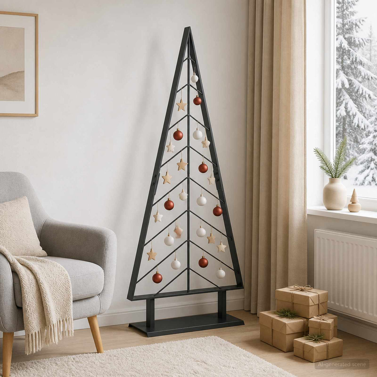 Albero di Natale in metallo con supporto KUOPIO 125 cm Acciaio