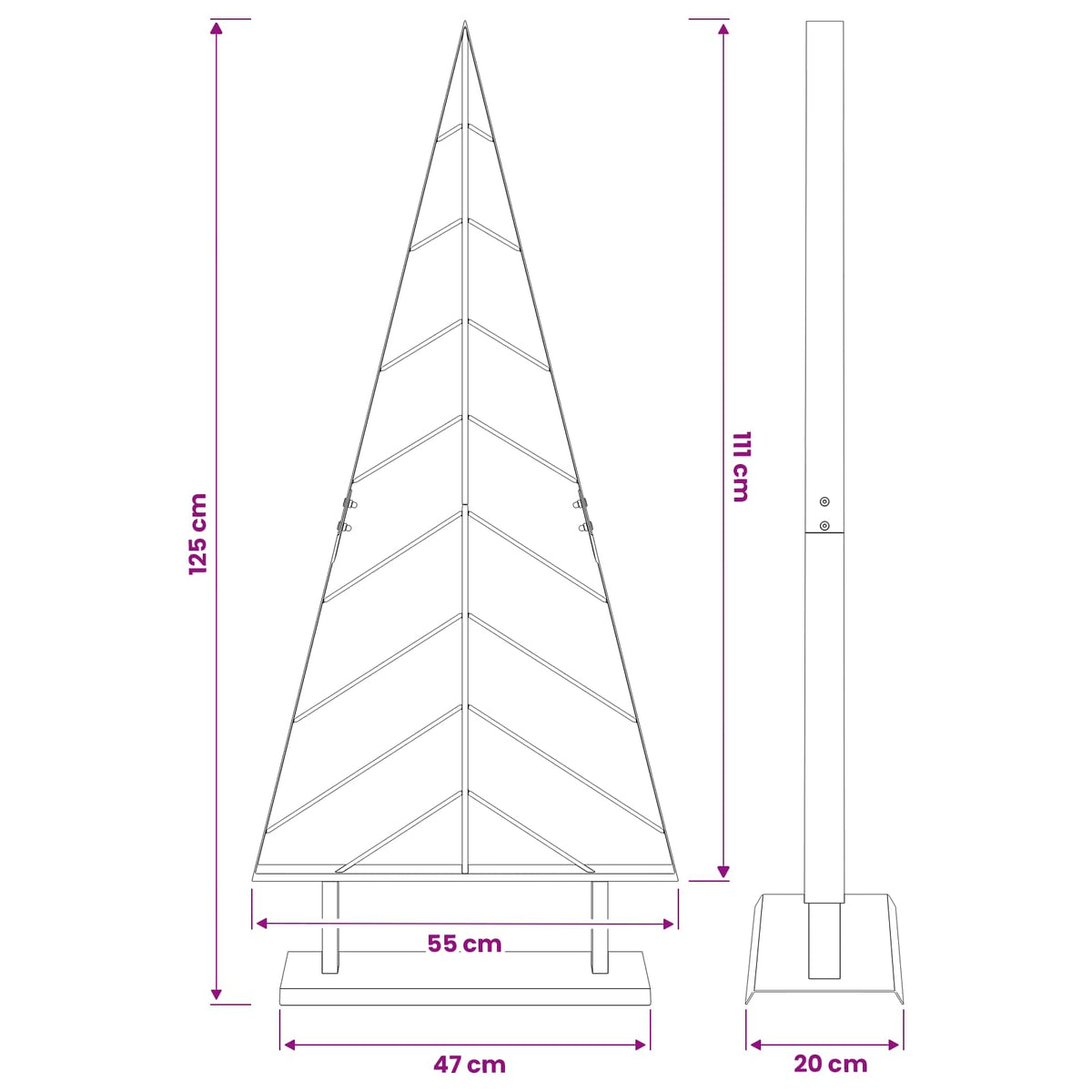 Albero di Natale in metallo con supporto KUOPIO 125 cm Acciaio | homemem39