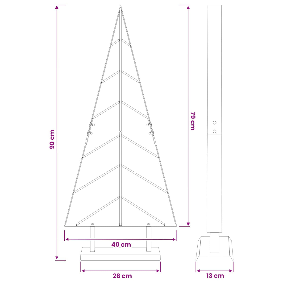 Albero di Natale in metallo con supporto KUOPIO 90 cm Acciaio | homemem39