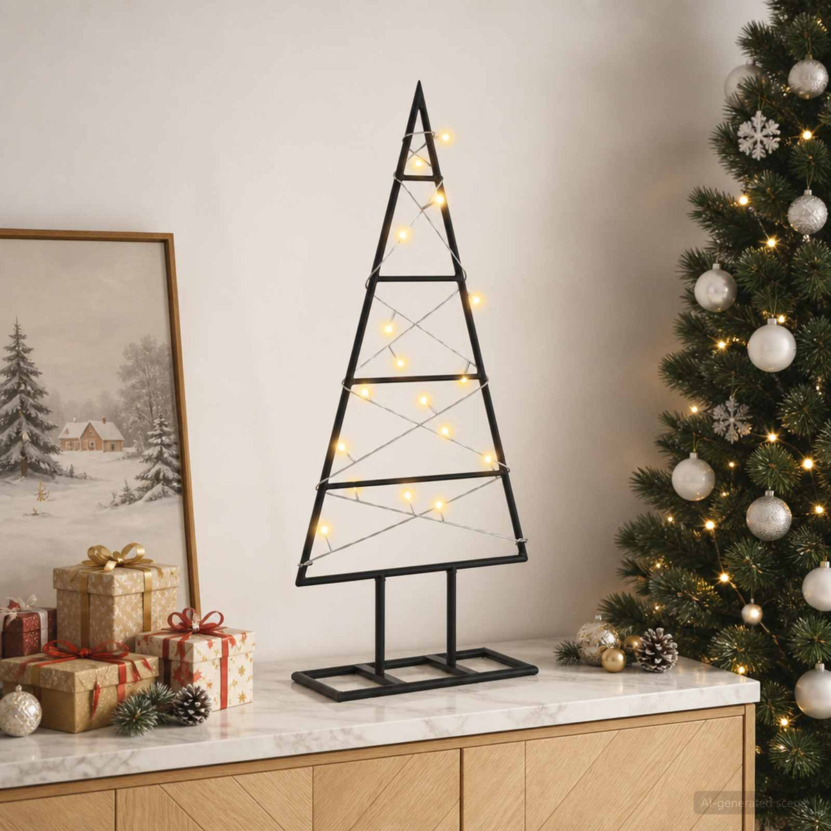 Albero di Natale in metallo KUOPIO 60 cm Bianco caldo