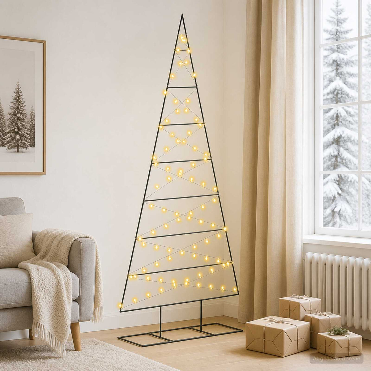 Albero di Natale in metallo KUOPIO 210 cm Bianco caldo | homemem39
