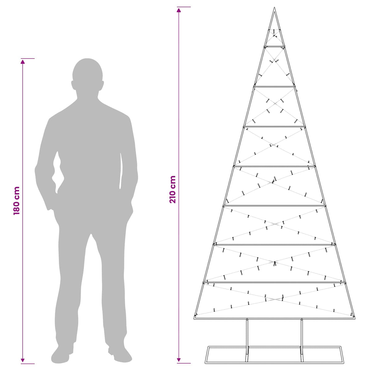 Albero di Natale in metallo KUOPIO 210 cm Bianco caldo | homemem39