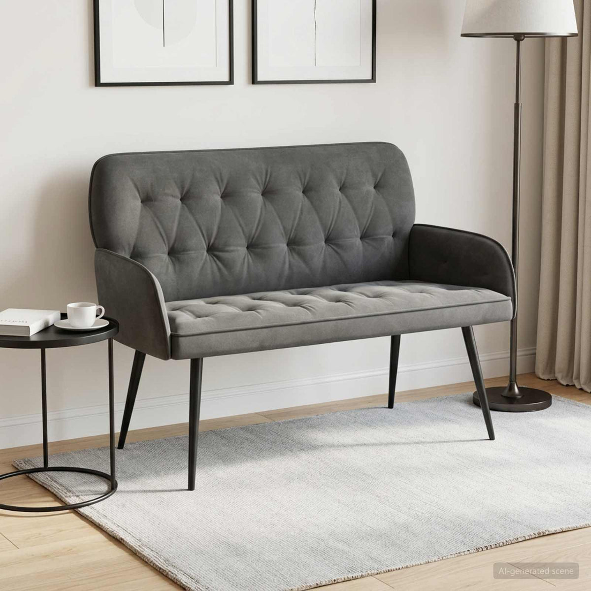 Divano a 2 posti con gambe in metallo 2 posto Grigio Scuro | homemem39