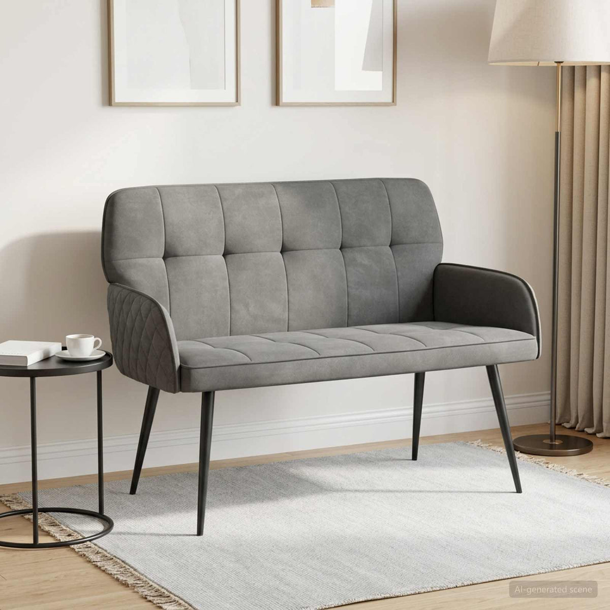Divano a 2 posti con gambe in metallo 2 posto Grigio Scuro | homemem39