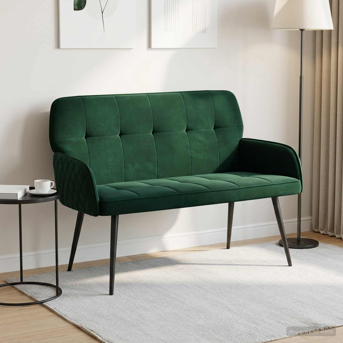 Divano a 2 posti con gambe in metallo 2 posto Verde Scuro | homemem39