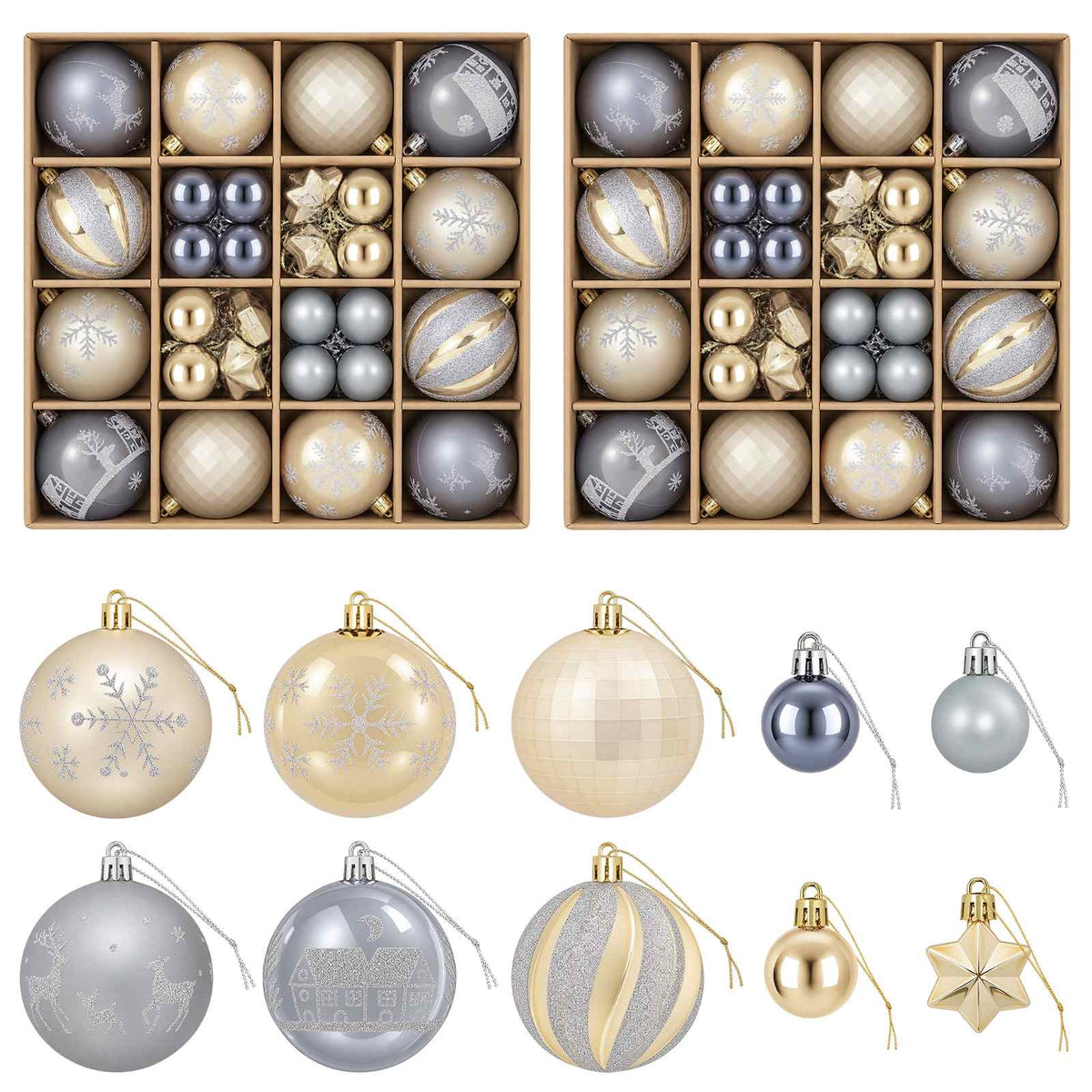 Set di Palline di Natale 88 pz e Ø 6 cm Plastica