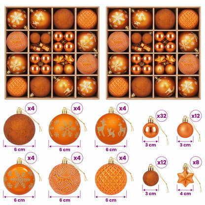 Set di Palline di Natale 88 pz Bronzo Ø 6 cm Plastica
