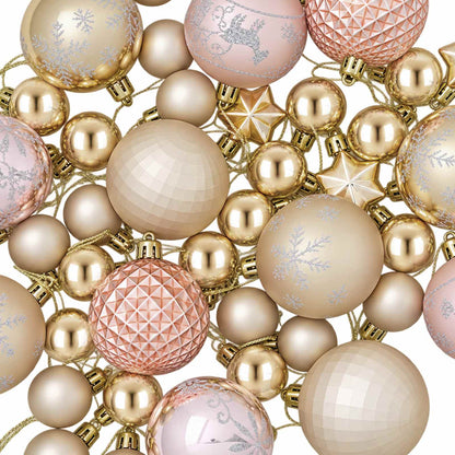 Set di Palline di Natale 88 pz oro rosa e oro Ø 6 cm Plastica