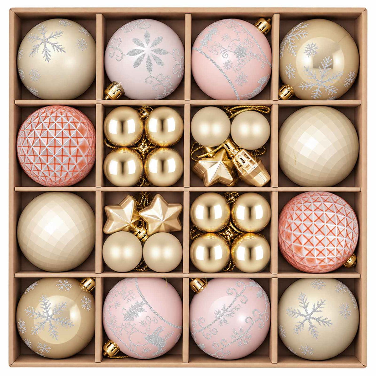 Set di Palline di Natale 88 pz oro rosa e oro Ø 6 cm Plastica