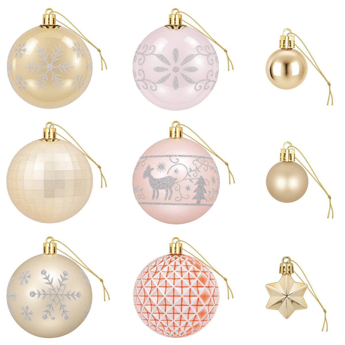 Set di Palline di Natale 88 pz oro rosa e oro Ø 6 cm Plastica