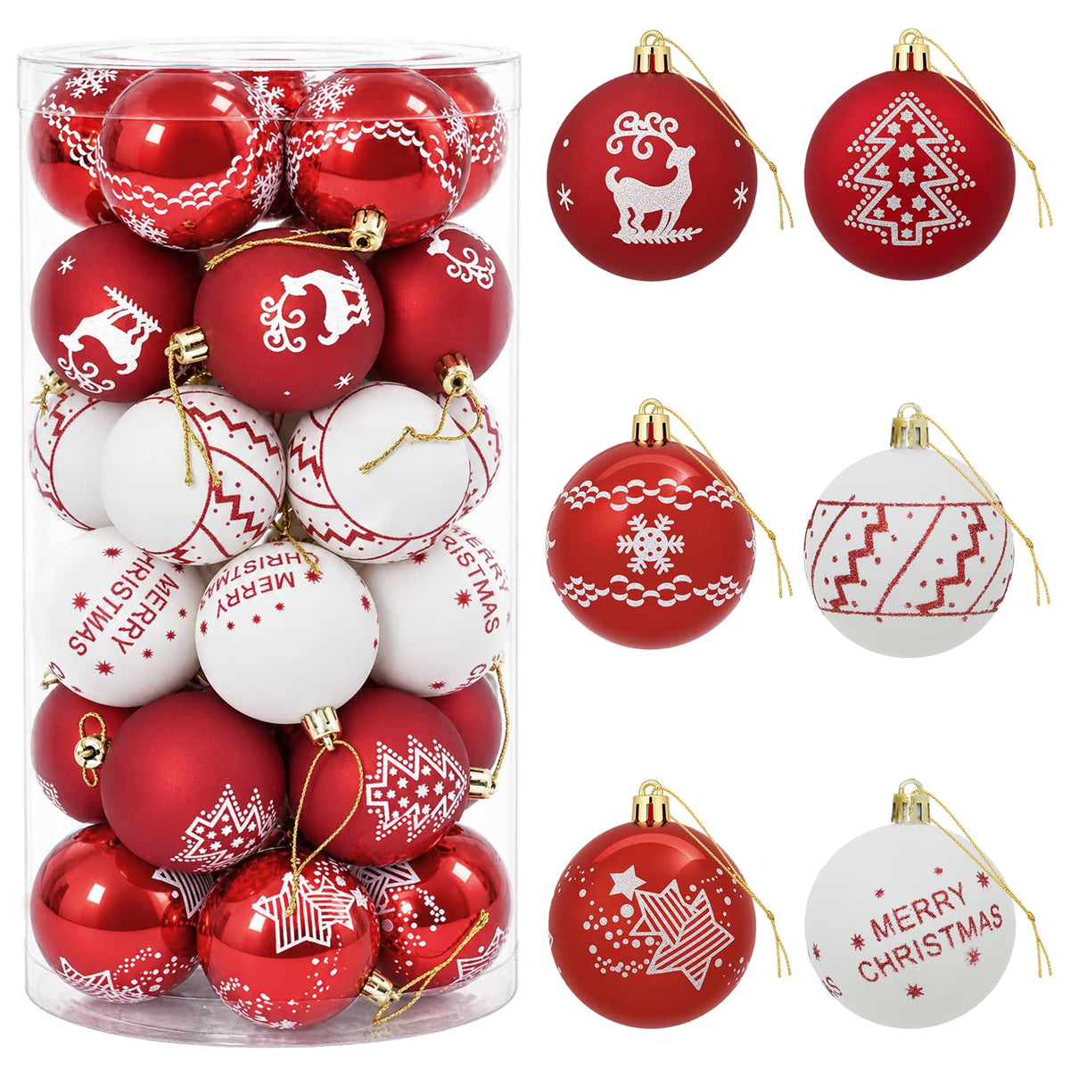 Set di Palline di Natale 30 pz e Ø 6 cm Plastica